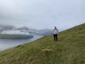 human hiking the mountain